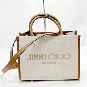 JIMMY CHOO Tote Bag White Canvas 599-051925